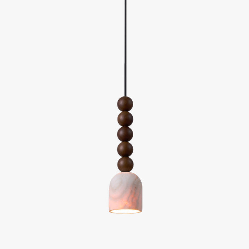 Antizer Dome Wood Beads Travertine Pendant Light