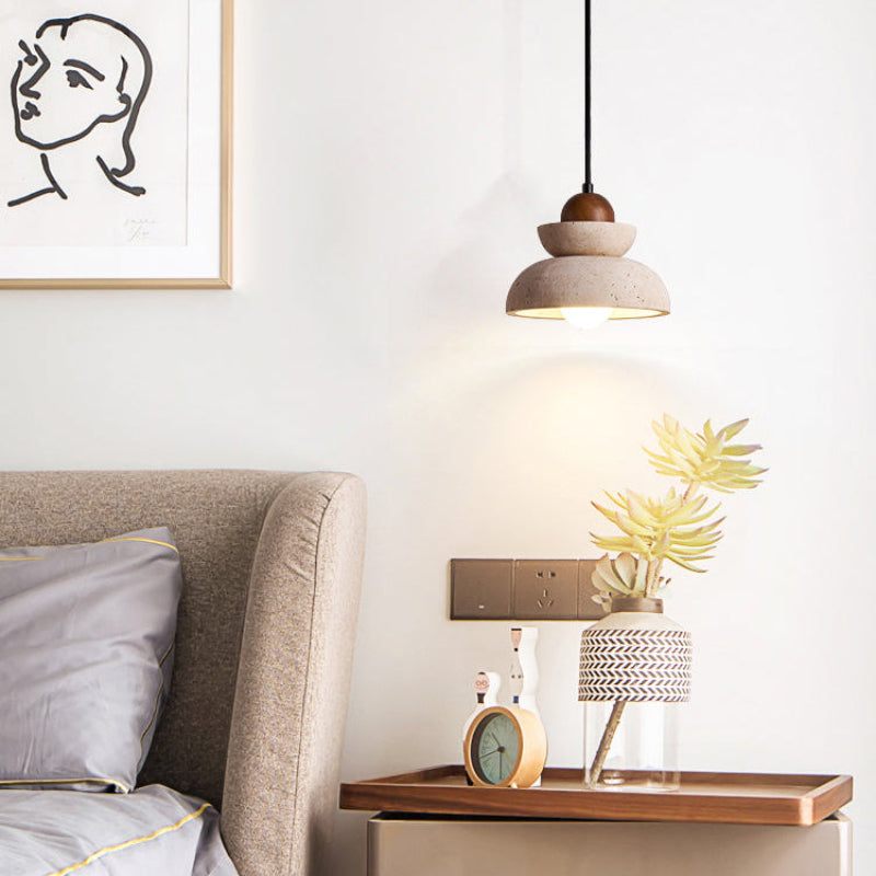 Antizer Modern Geometry Dome Travertine Pendant Light