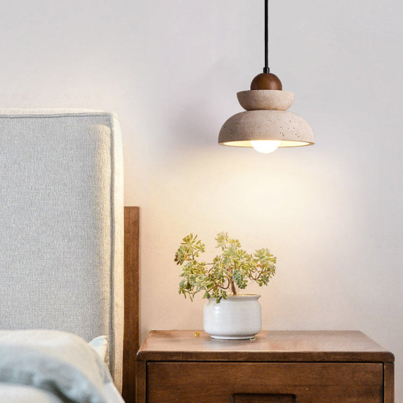 Antizer Modern Geometry Dome Travertine Pendant Light