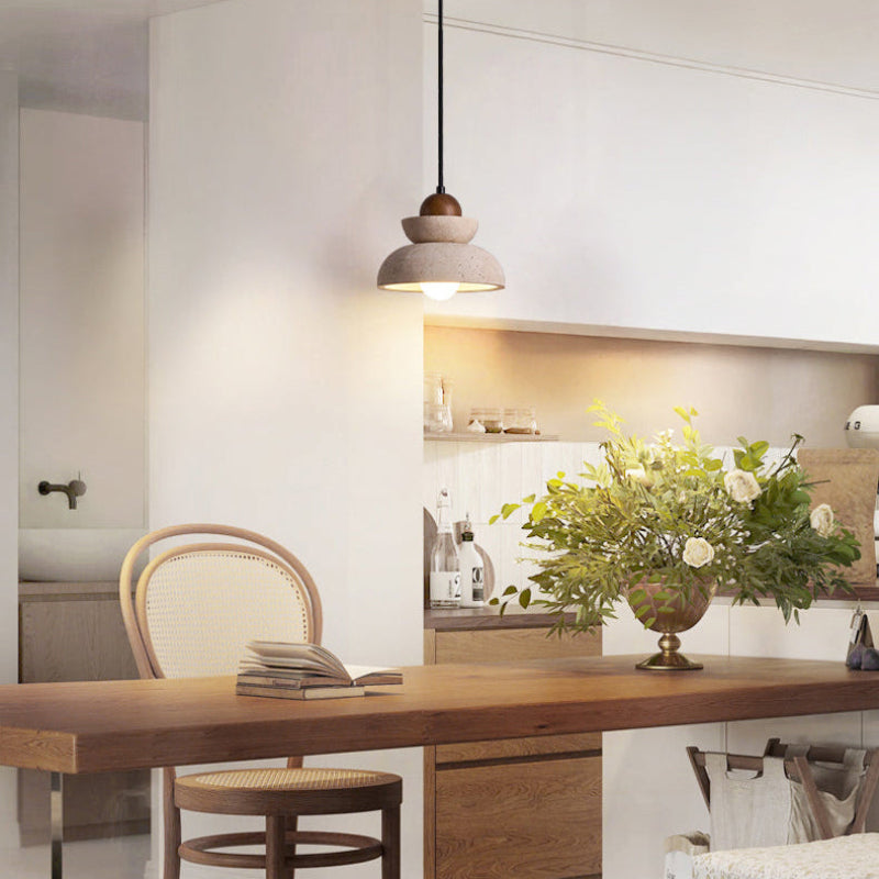 Antizer Modern Geometry Dome Travertine Pendant Light