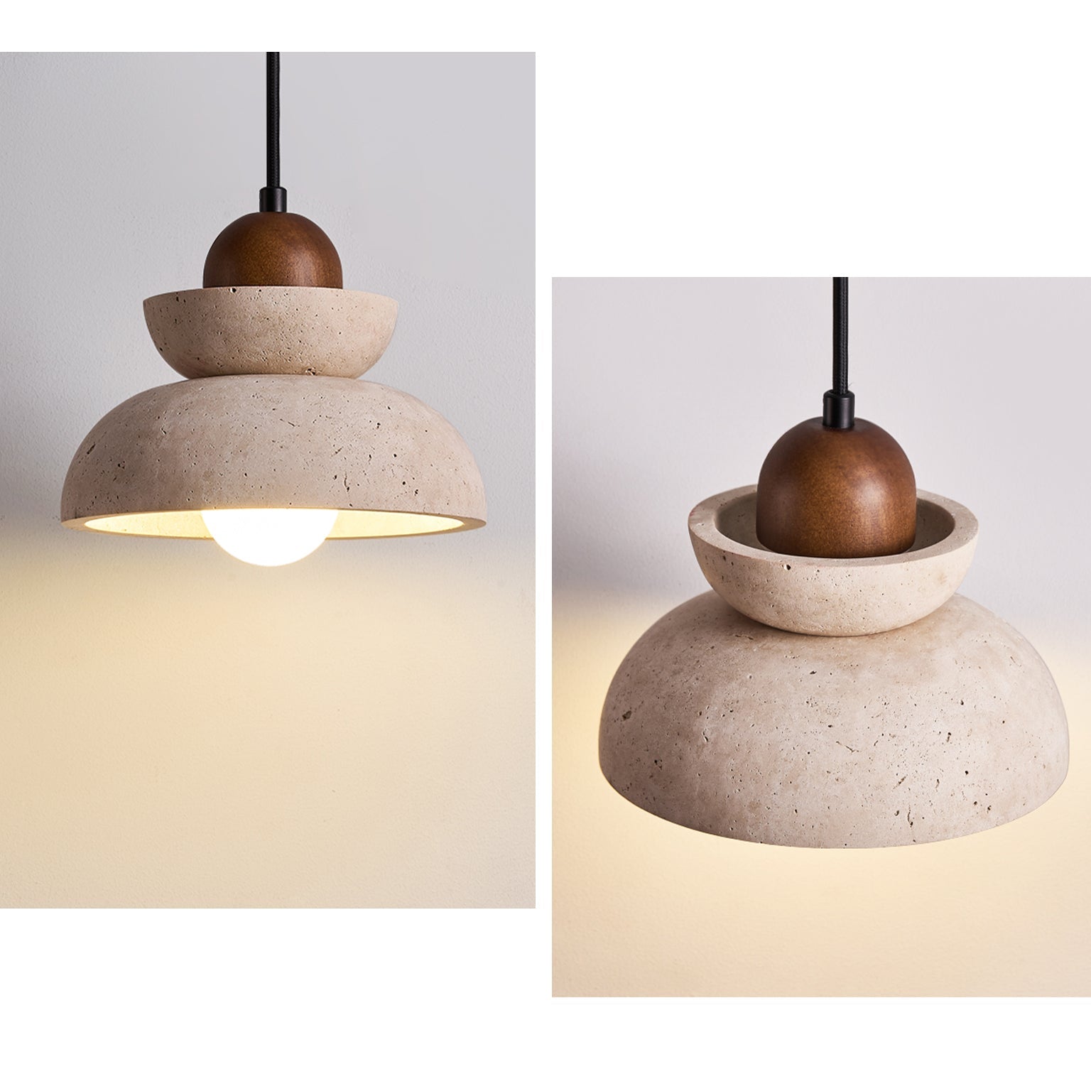 Antizer Modern Geometry Dome Travertine Pendant Light