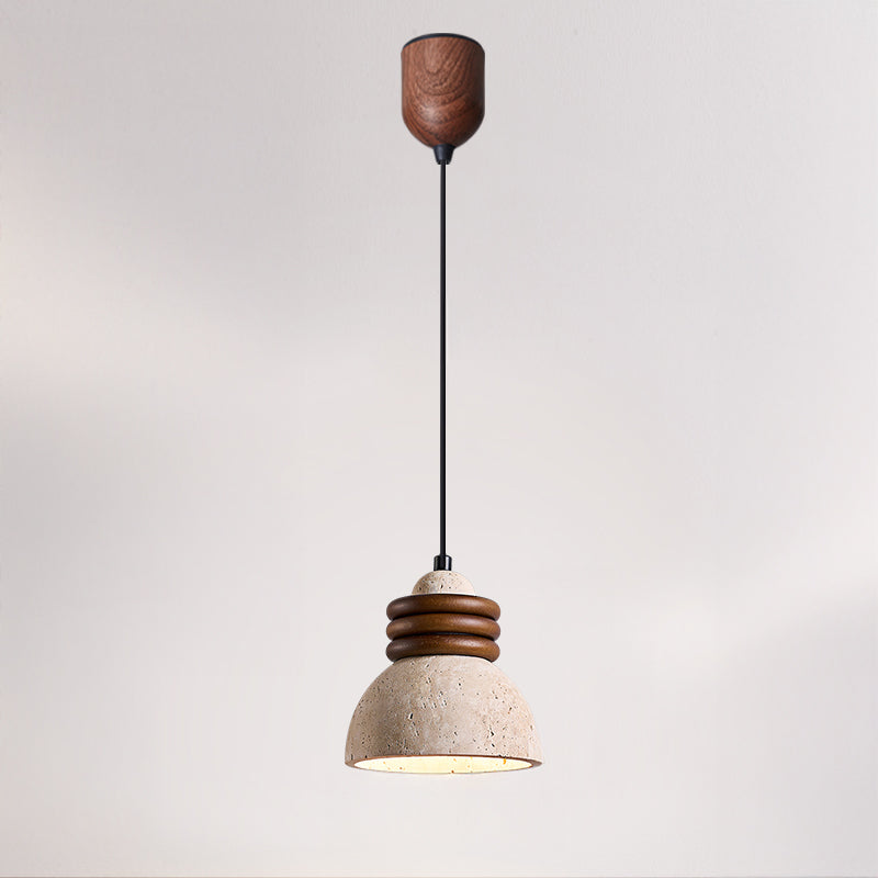 Antizer Dome Wood Stacked Travertine Pendant Light