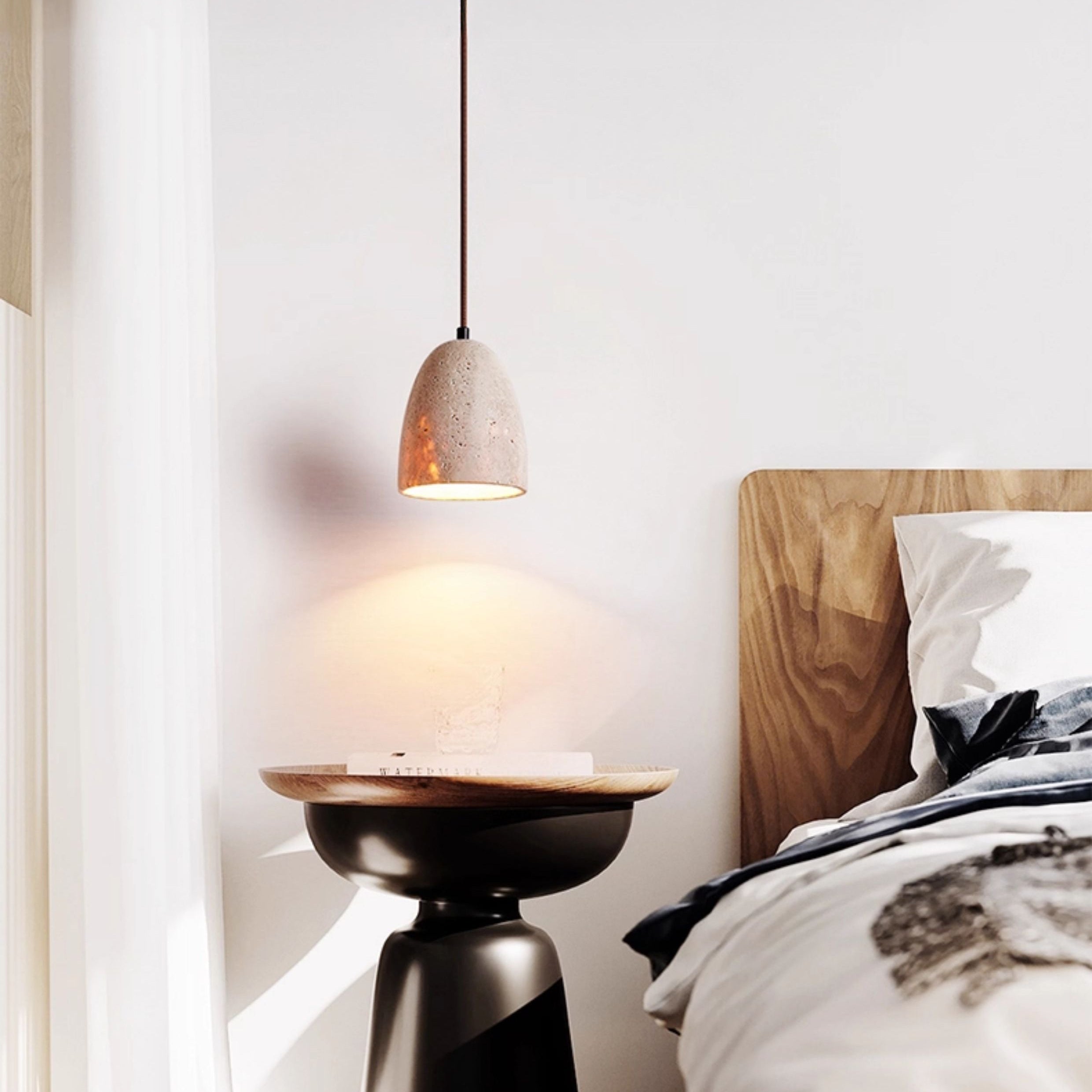 Antizer  Modern Minimalist Dome Travertine Pendant Light
