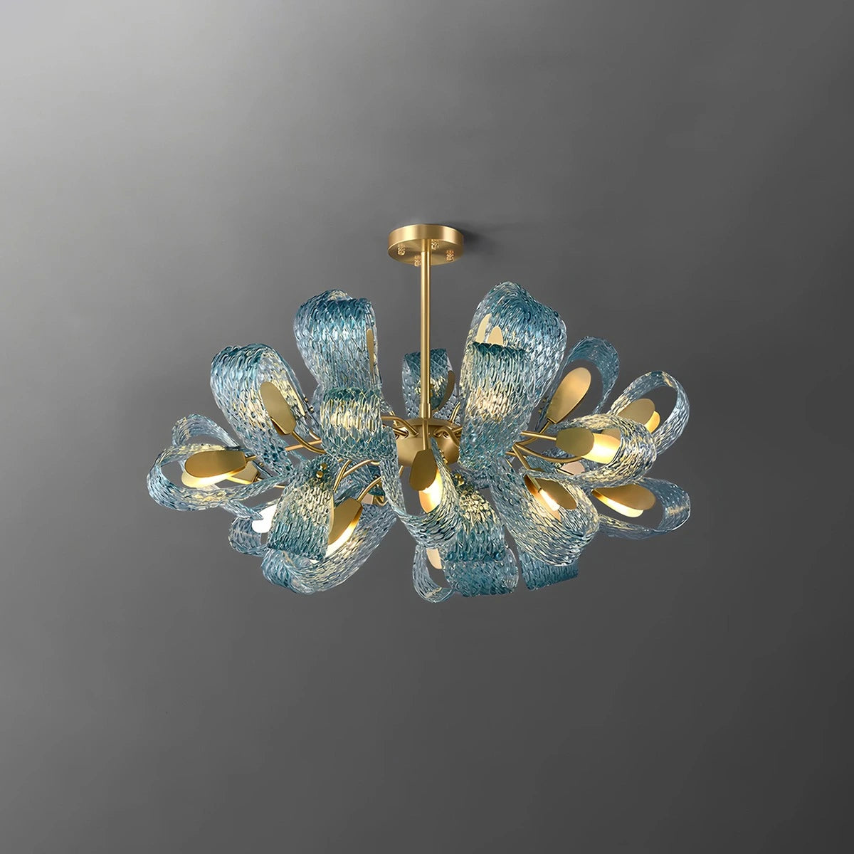blue art glass chandelier
