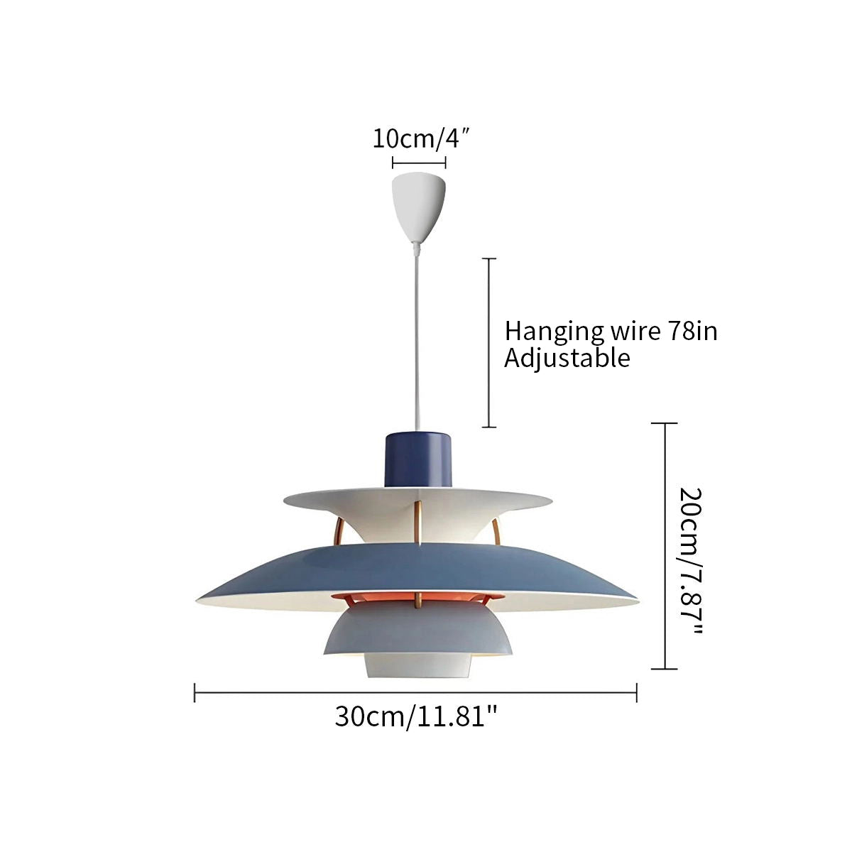 Blue PH5 multi pendant lamp dimensions