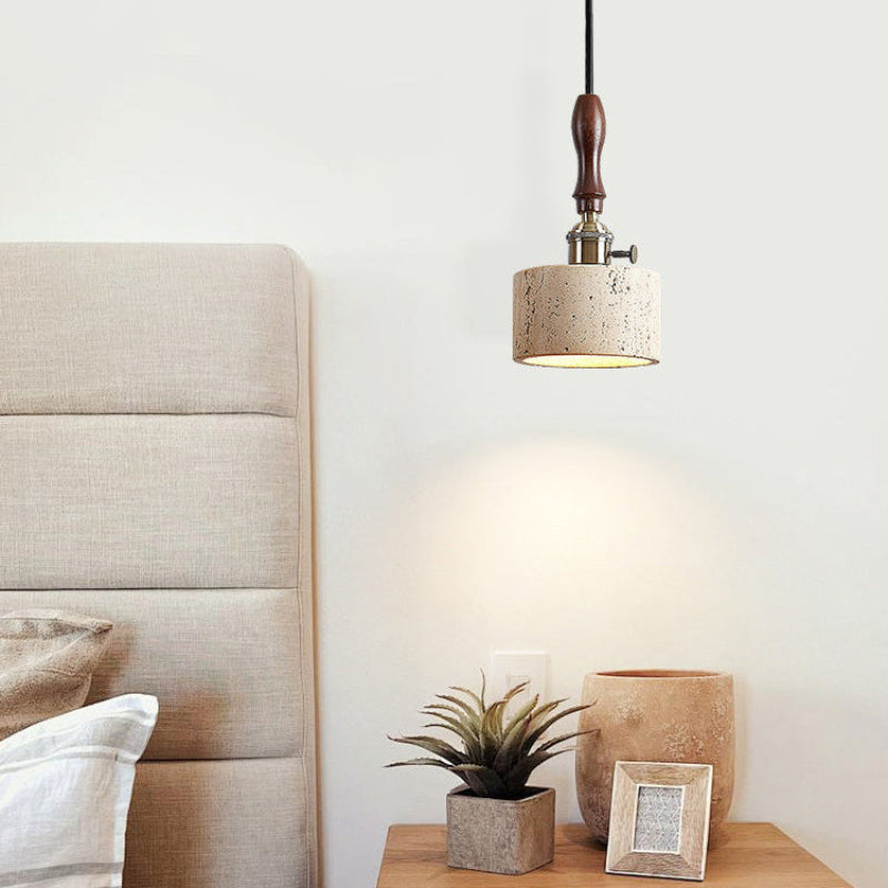 Antizer Modern Travertine & Wood Pendant Light