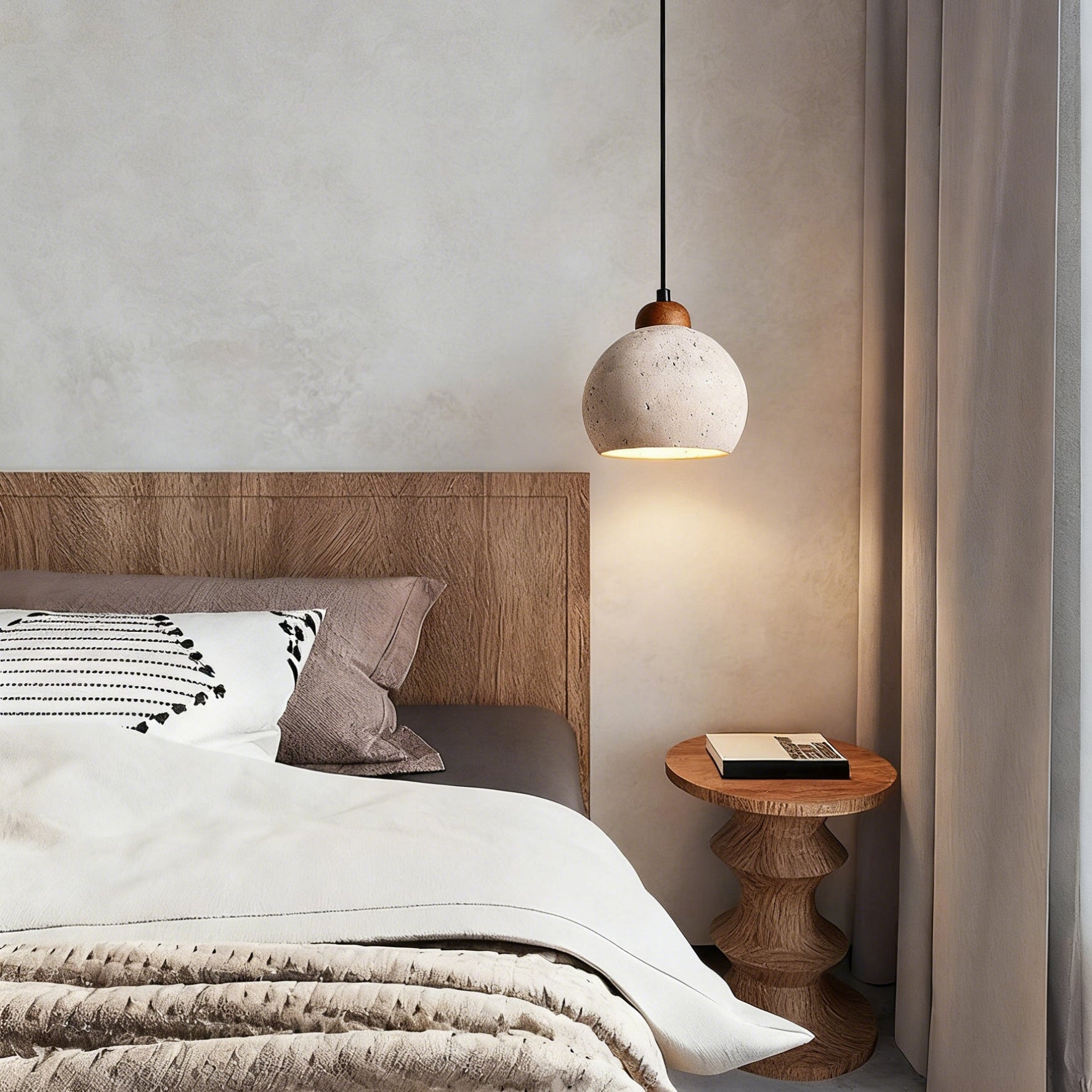 Antizer Minimalism Travertine Globe Pendant Light