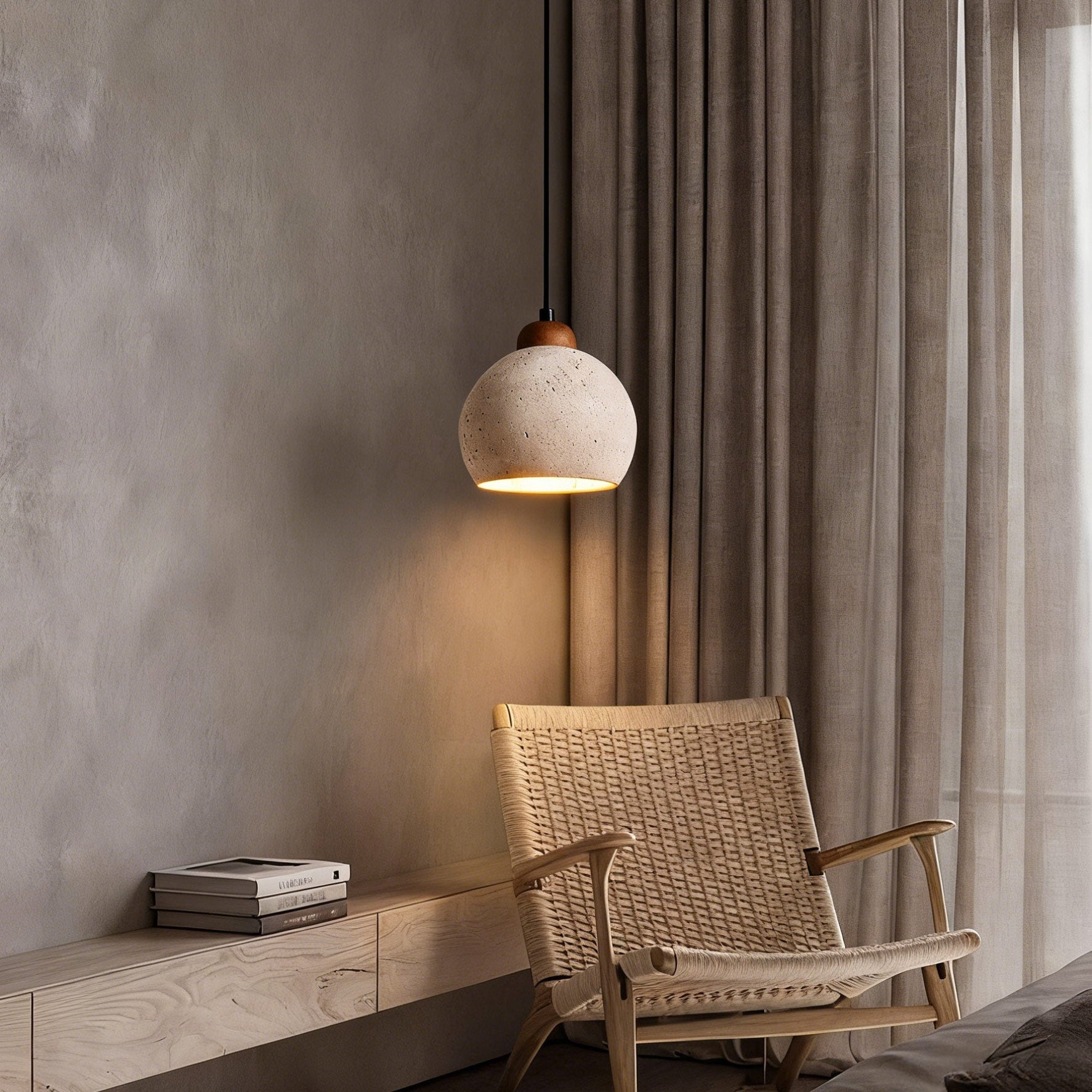 Antizer Minimalism Travertine Globe Pendant Light