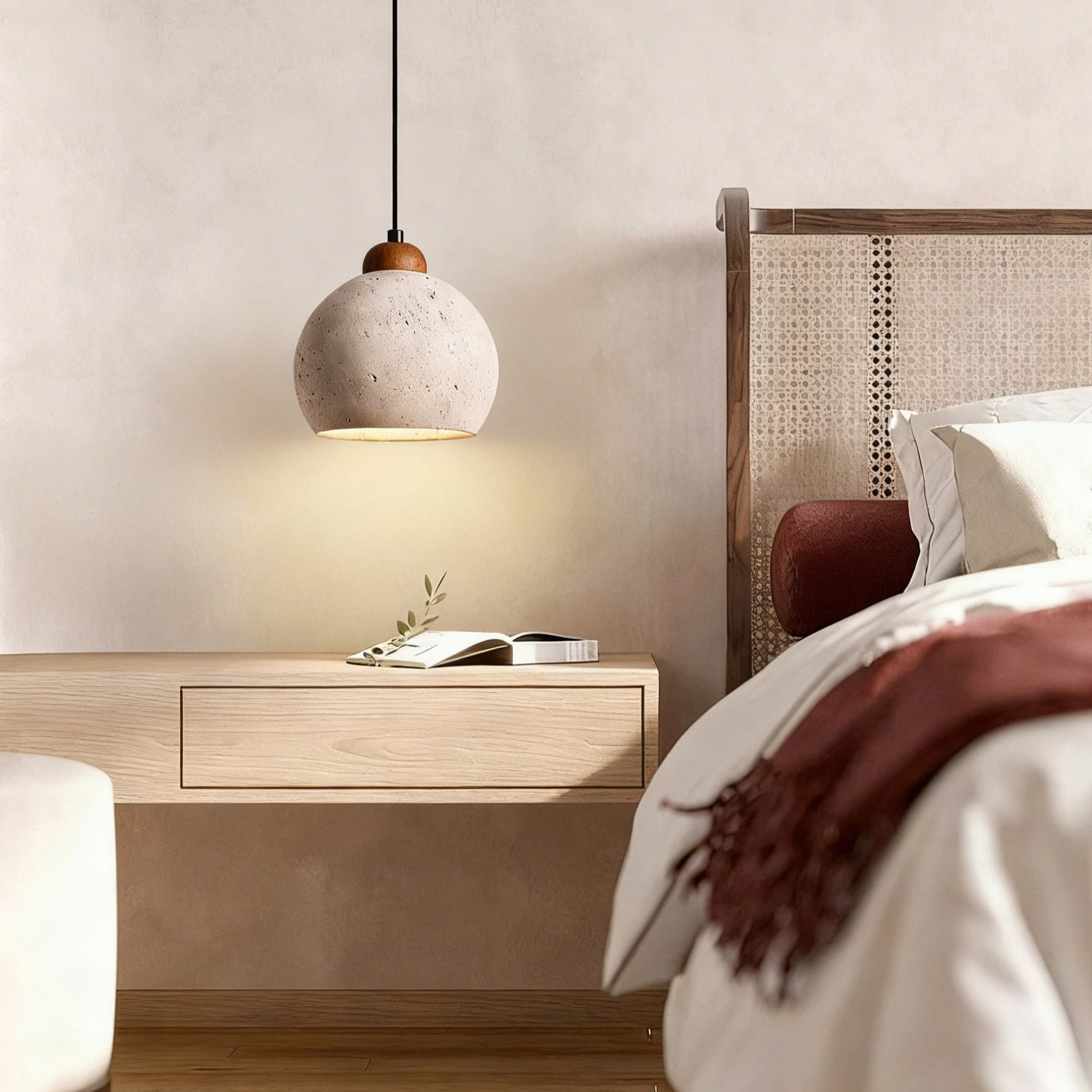 Antizer Minimalism Travertine Globe Pendant Light