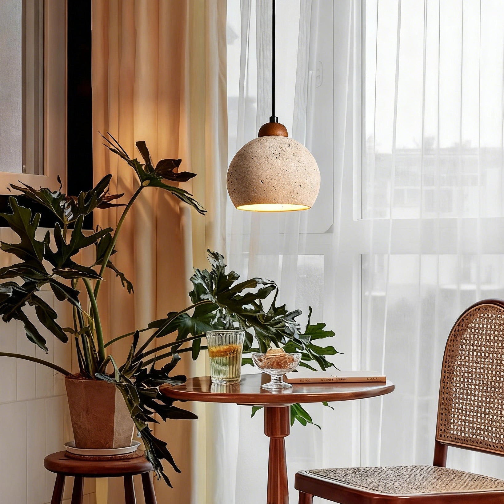 Antizer Minimalism Travertine Globe Pendant Light