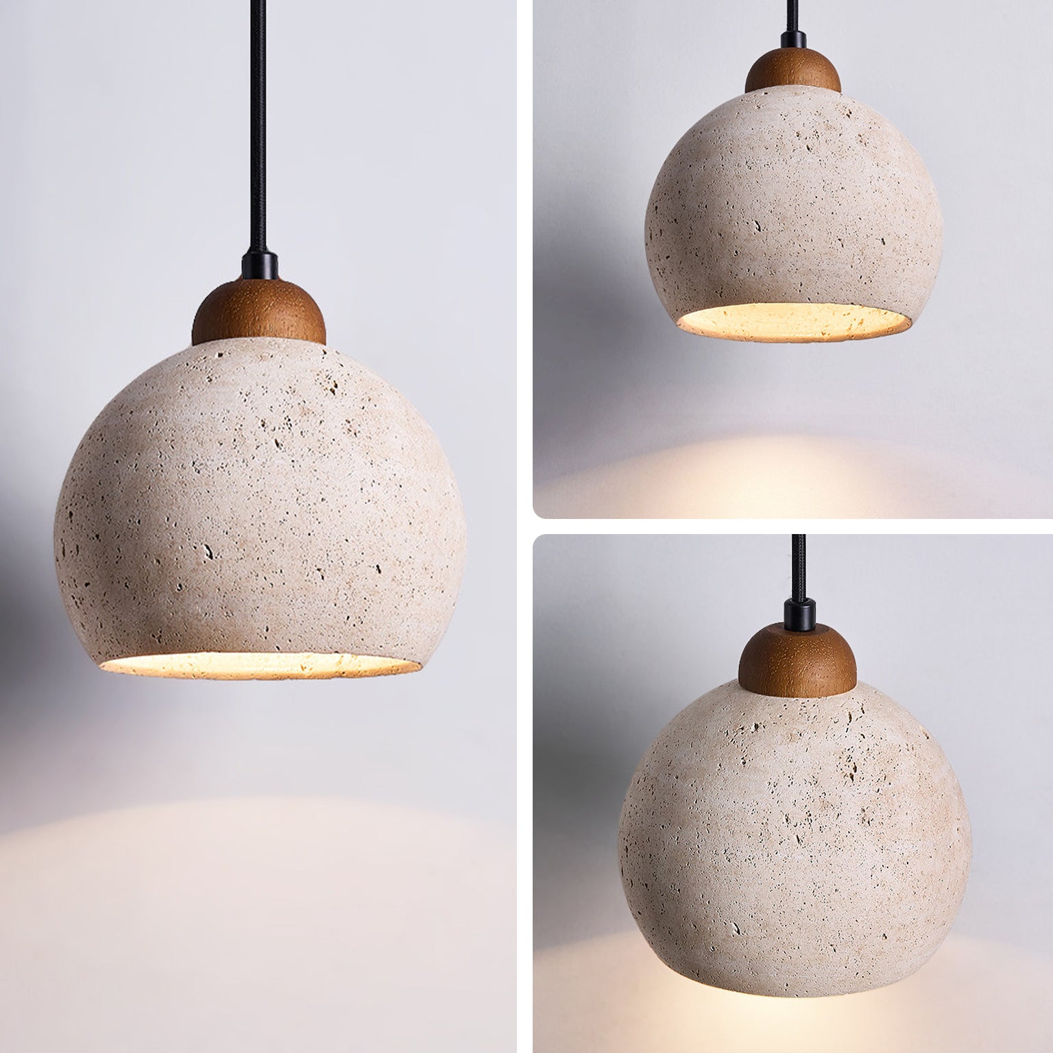 Antizer Minimalism Travertine Globe Pendant Light