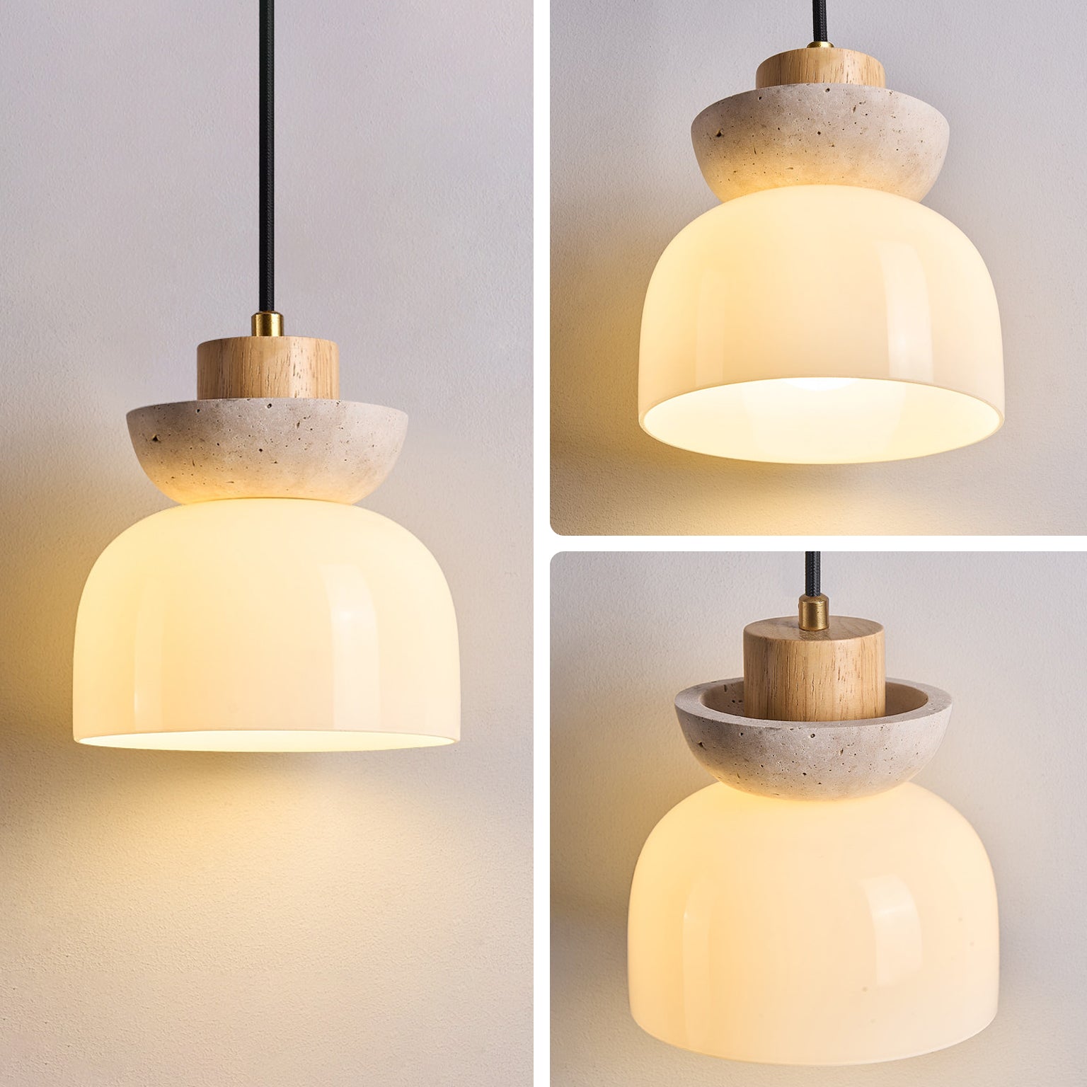 Antizer Modern Travertine Glass Globe Pendant Light