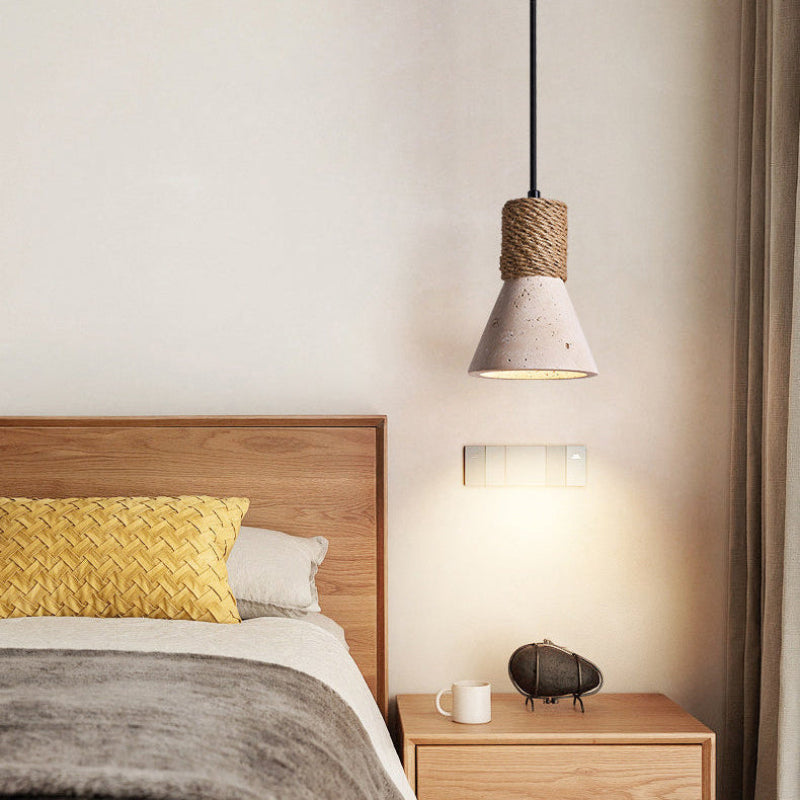 Antizer Mid Century Travertine Cone Pendant Light