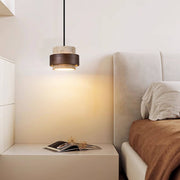 Antizer Modern Natural Travertine Wood Pendant Light