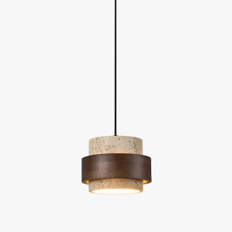 Antizer Modern Natural Travertine Wood Pendant Light