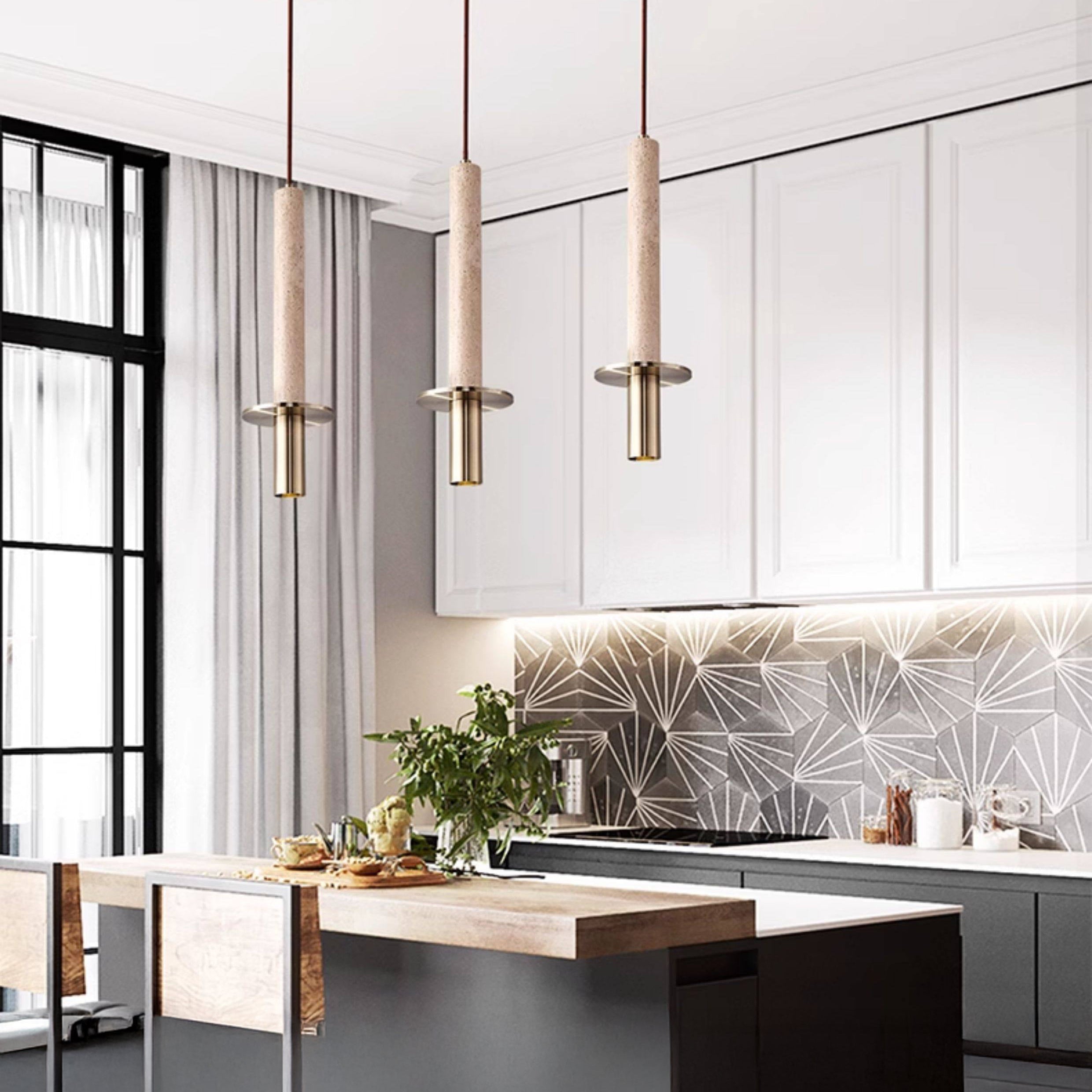 Antizer Travertine Long Cylinder Pendant Light