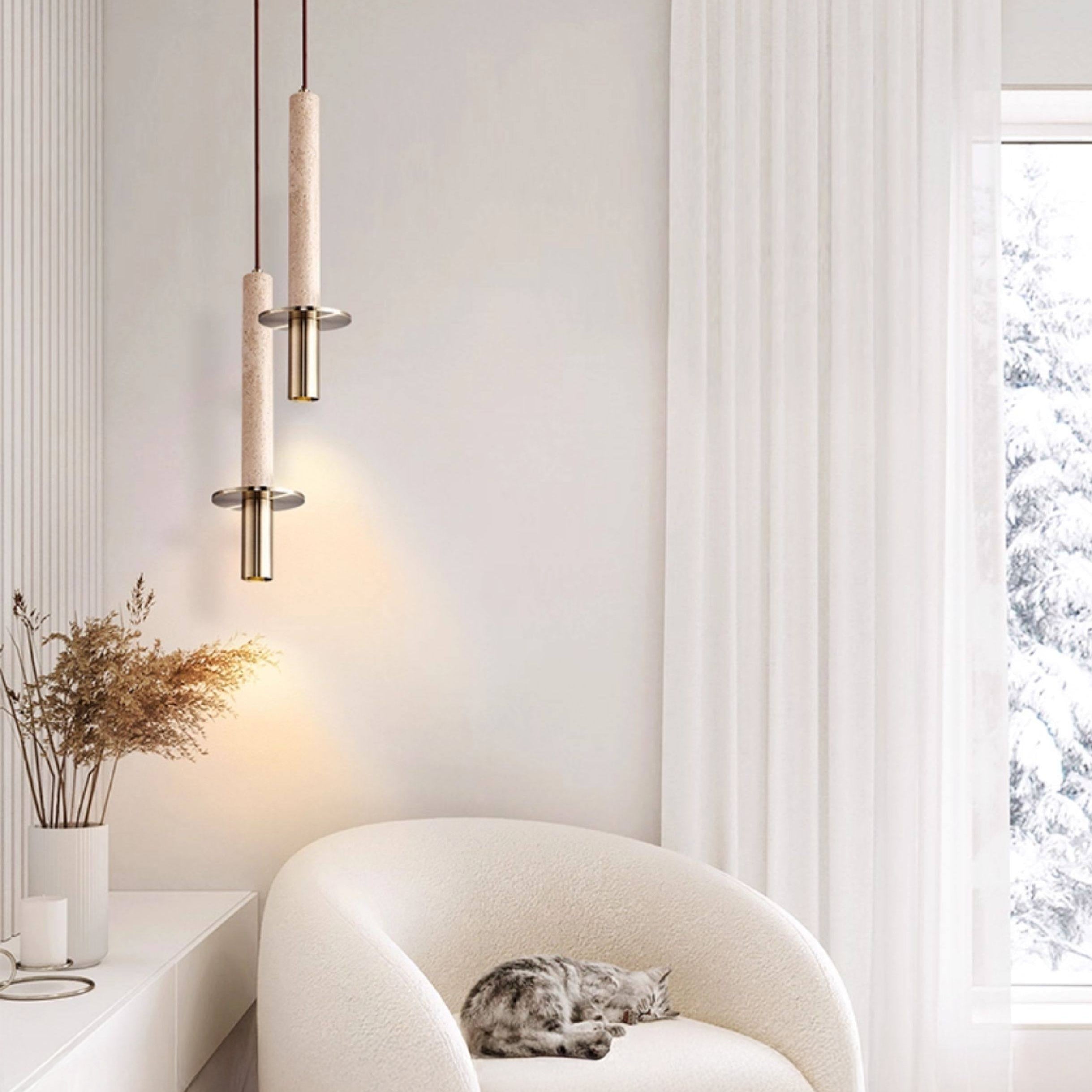 Antizer Travertine Long Cylinder Pendant Light