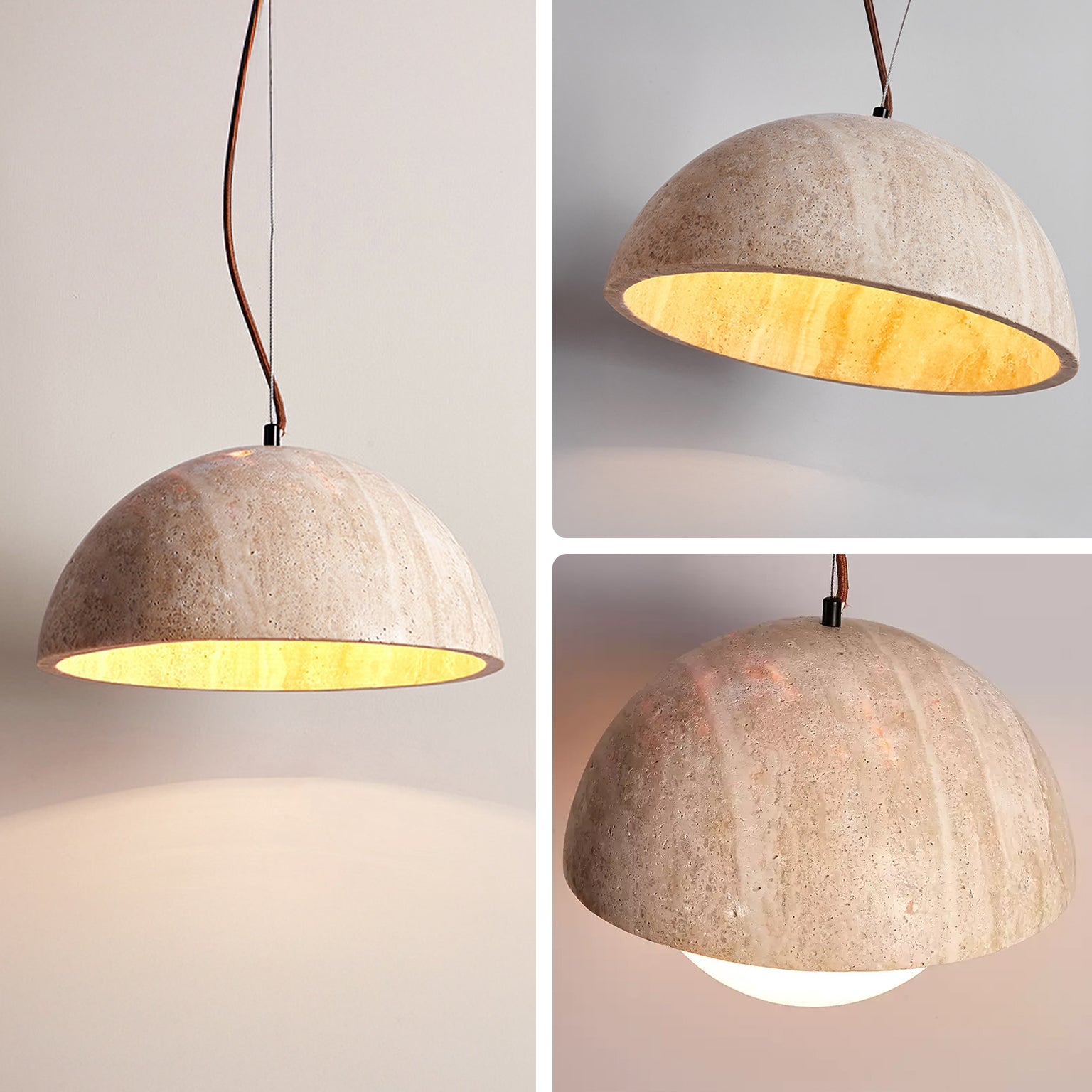 Antizer Modern Travertine Semicircle Pendant Light