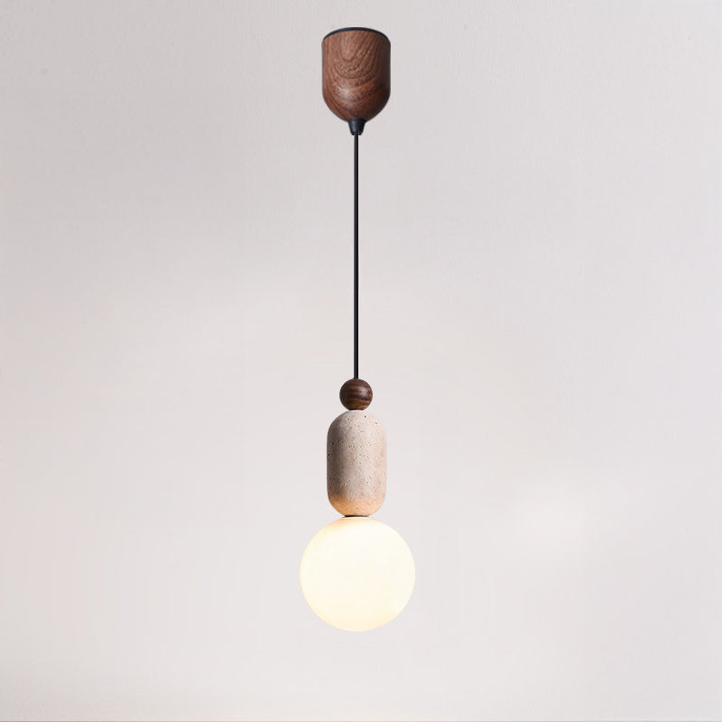 Antizer Natural Travertine Glass Globe Pendant Light