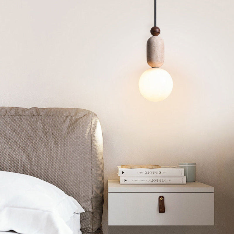 Antizer Natural Travertine Glass Globe Pendant Light