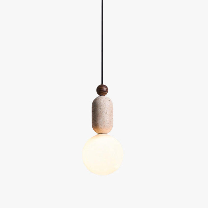 Antizer Natural Travertine Glass Globe Pendant Light