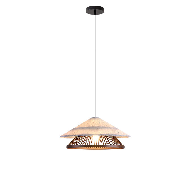 Antizer Rice Paper & Bamboo Cone Pendant Light