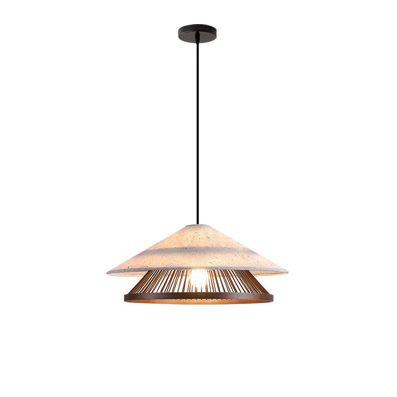 Antizer Rice Paper & Bamboo Cone Pendant Light