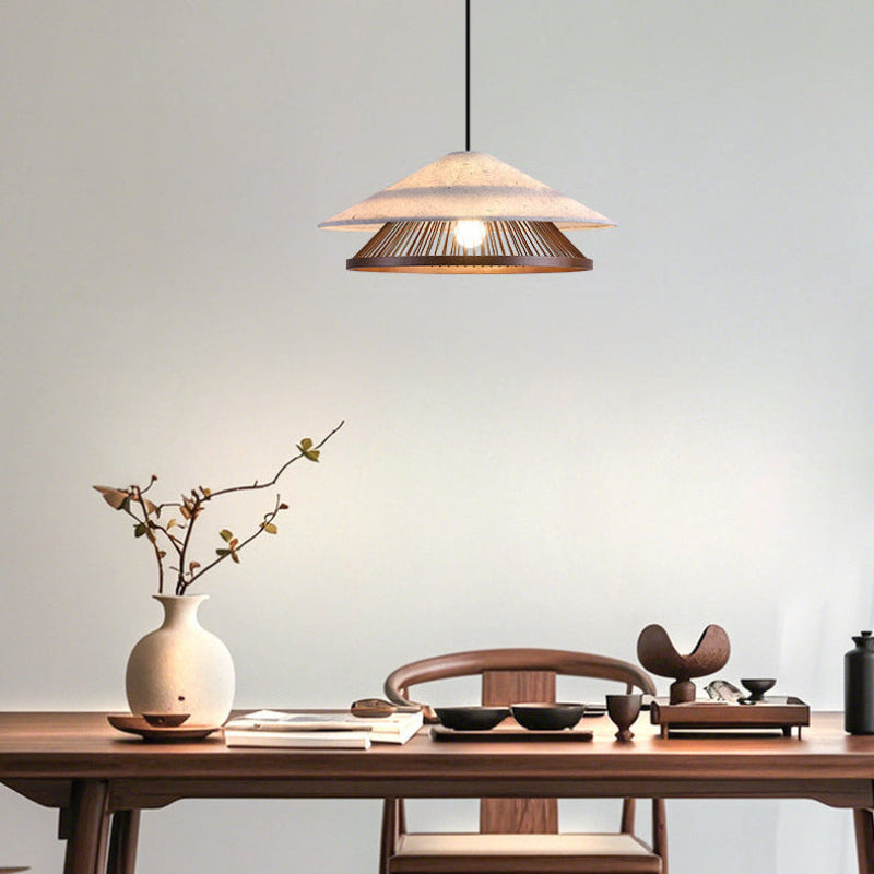 Antizer Rice Paper & Bamboo Cone Pendant Light