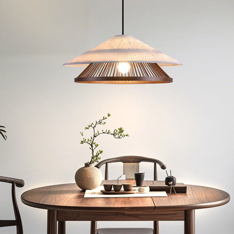 Antizer Rice Paper & Bamboo Cone Pendant Light