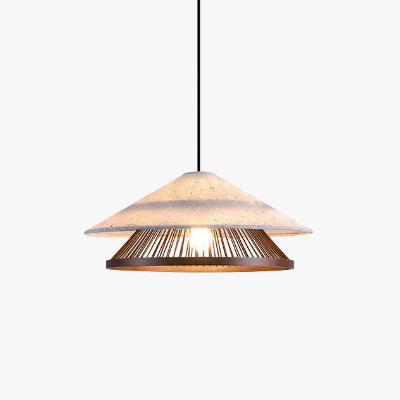 Antizer Rice Paper & Bamboo Cone Pendant Light