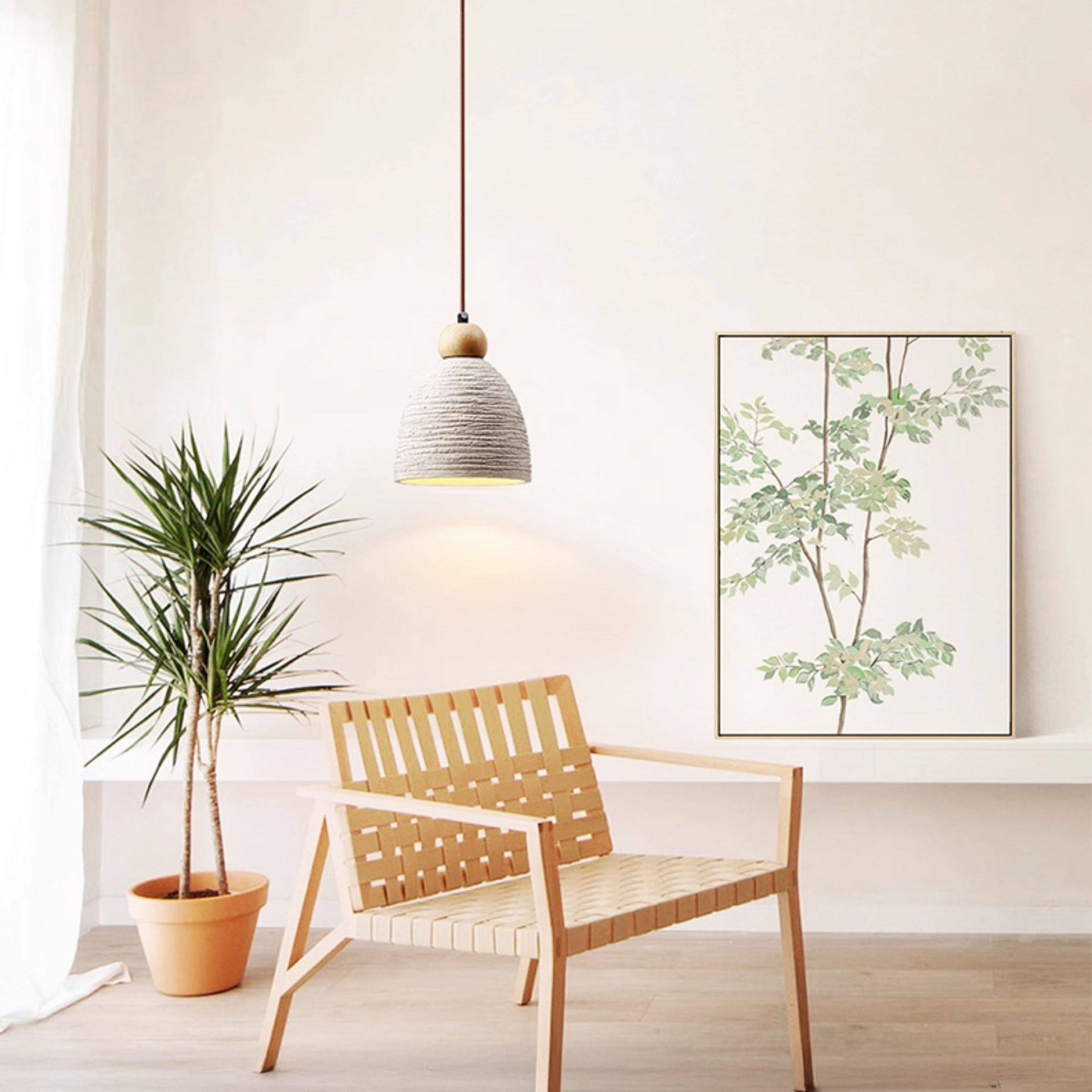 Antizer Modern Texture Cement Dome Pendant Light