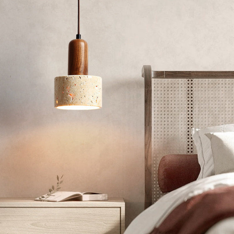 Antizer Minimalism Travertine Drum Pendant Light
