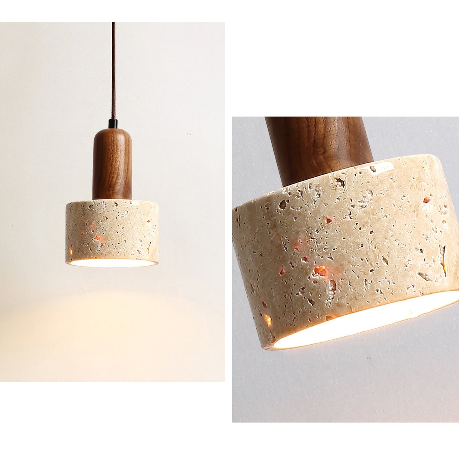 Antizer Minimalism Travertine Drum Pendant Light