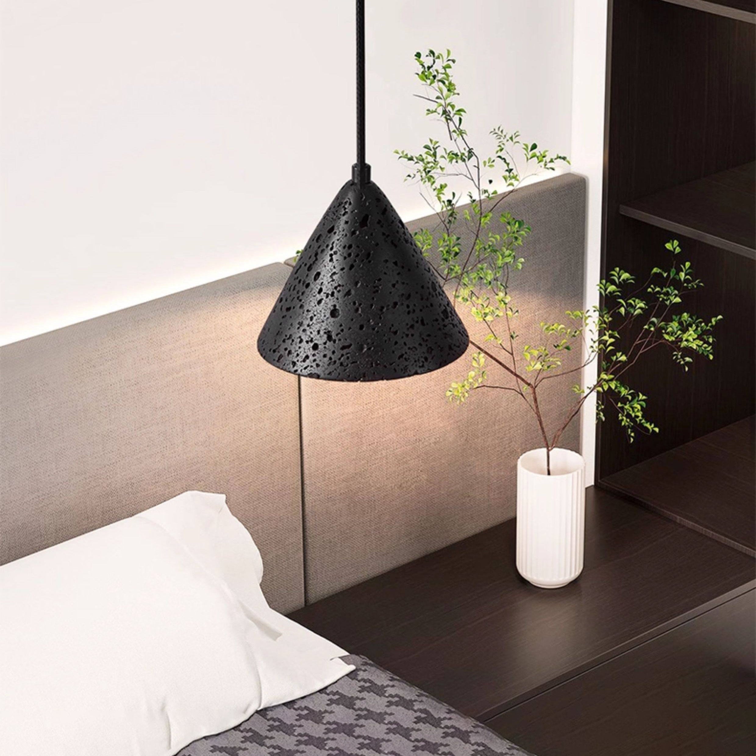 Antizer Modern Black Travertine Cone Pendant Light