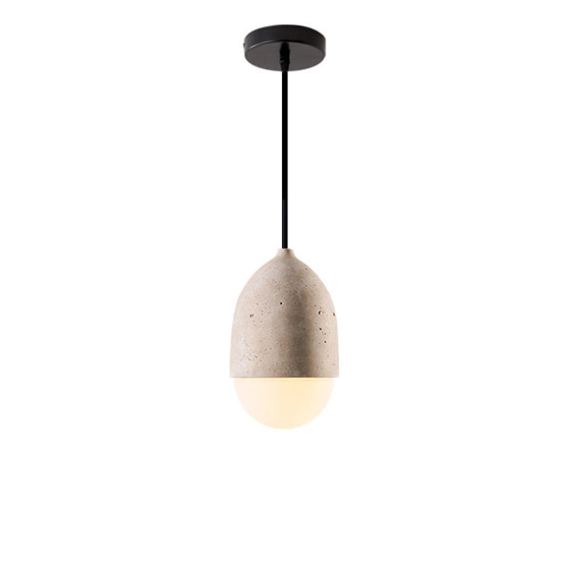 Antizer Natural Travertine Glass Oval Pendant Light