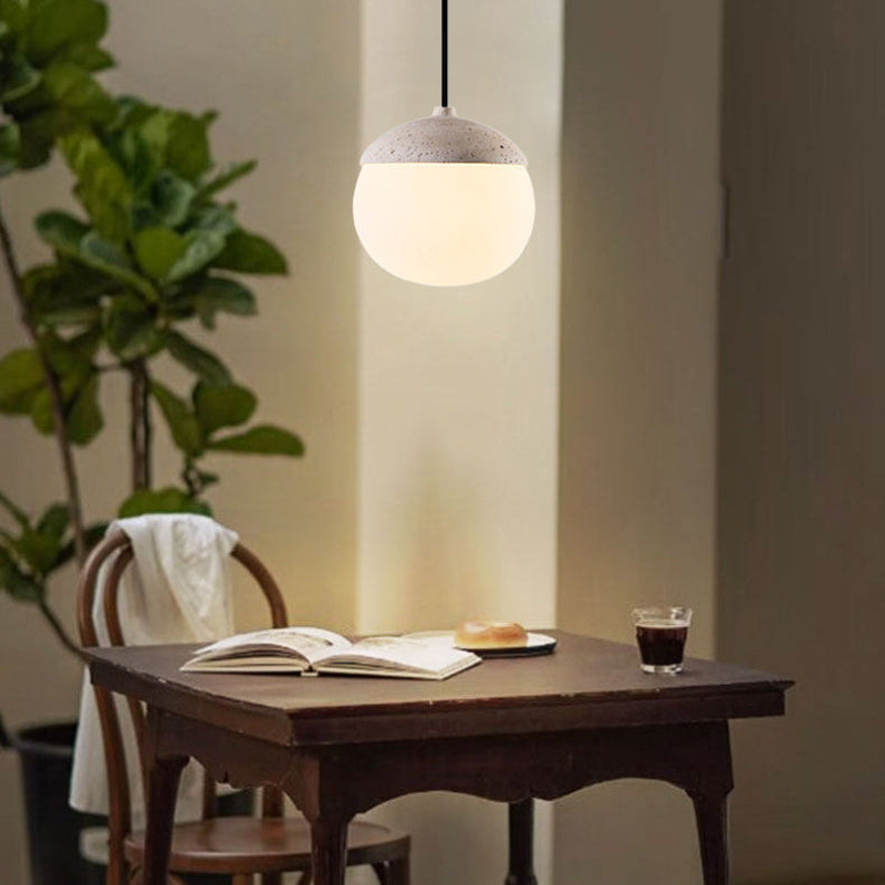 Antizer Natural Travertine Glass Oval Pendant Light