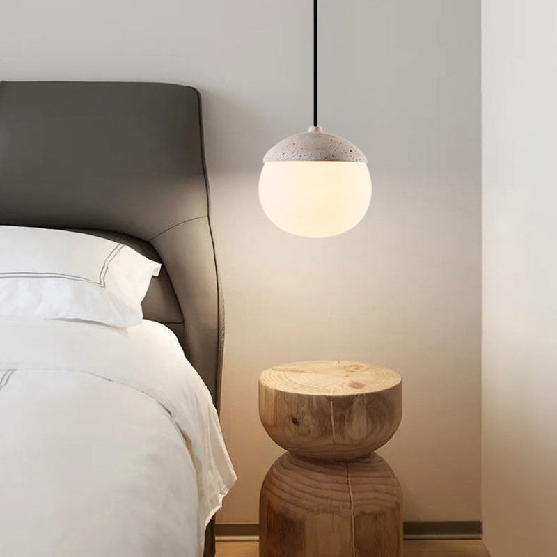 Antizer Natural Travertine Glass Oval Pendant Light