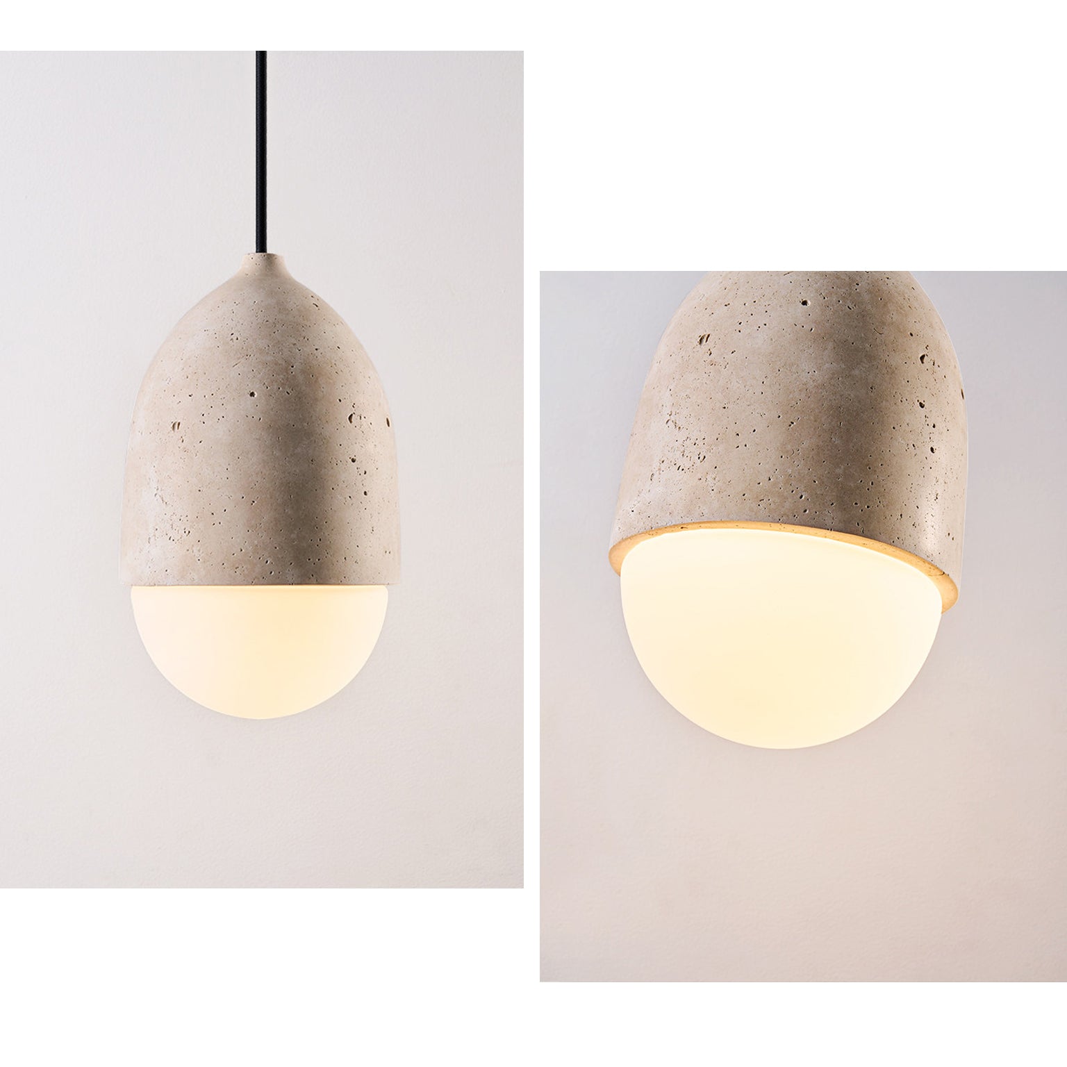 Antizer Natural Travertine Glass Oval Pendant Light