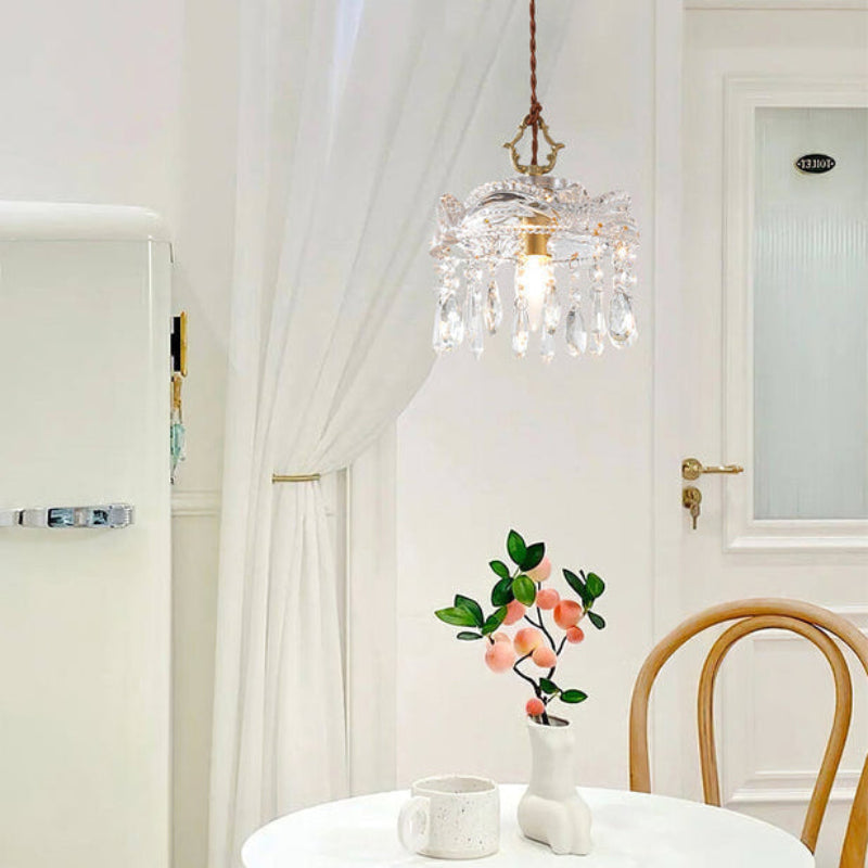 Antizer Vintage Crystal Fringe Pendant Light