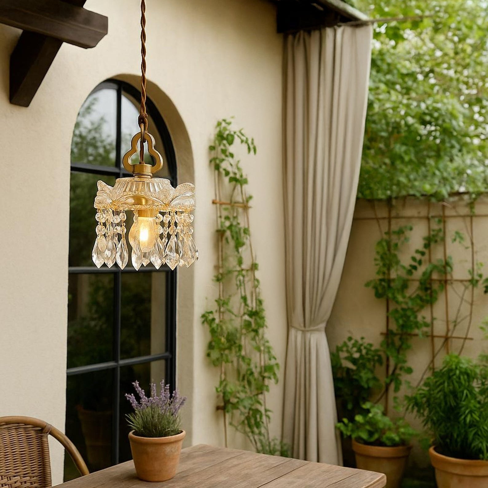 Antizer Vintage Crystal Fringe Pendant Light