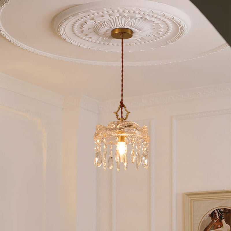 Antizer Vintage Crystal Fringe Pendant Light