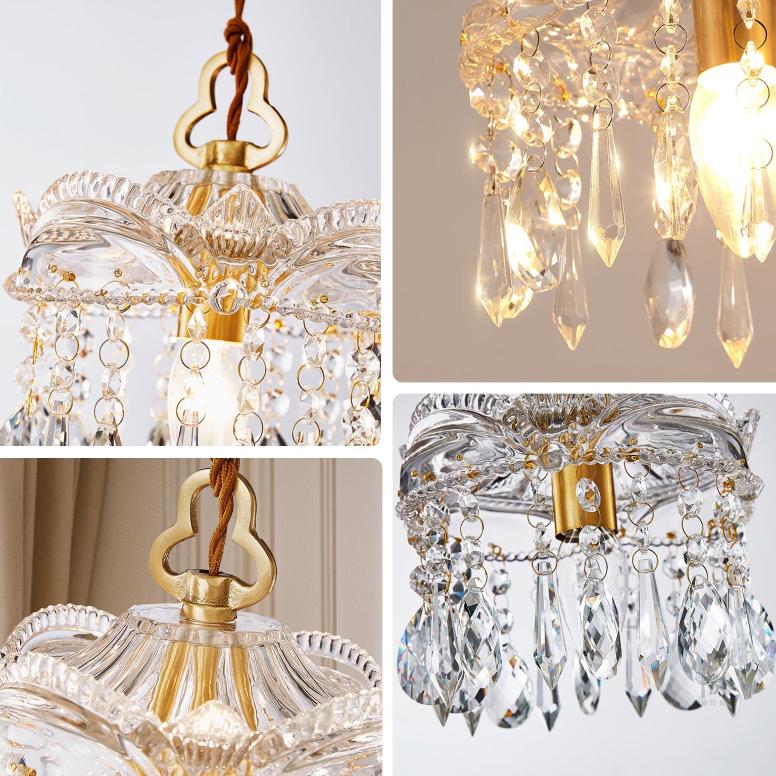 Antizer Vintage Crystal Fringe Pendant Light