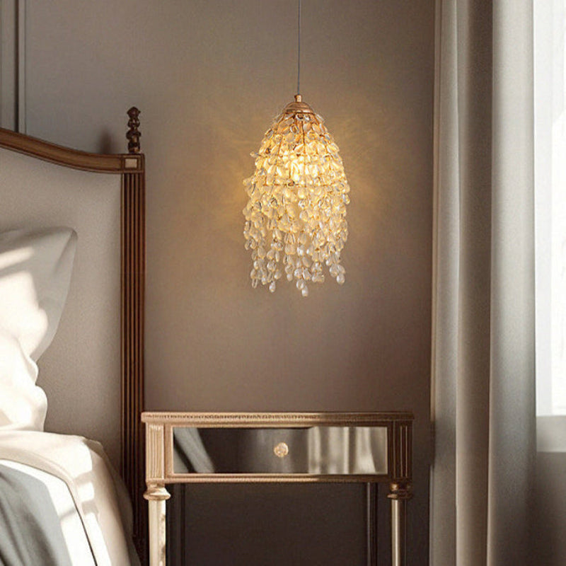 Antizer French Art Glass Fringe Pendant Light