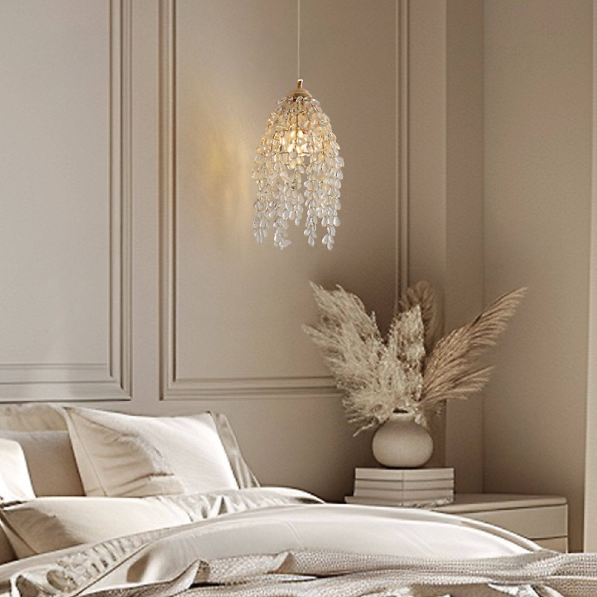 Antizer French Art Glass Fringe Pendant Light