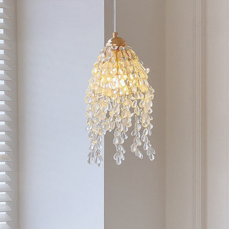 Antizer French Art Glass Fringe Pendant Light