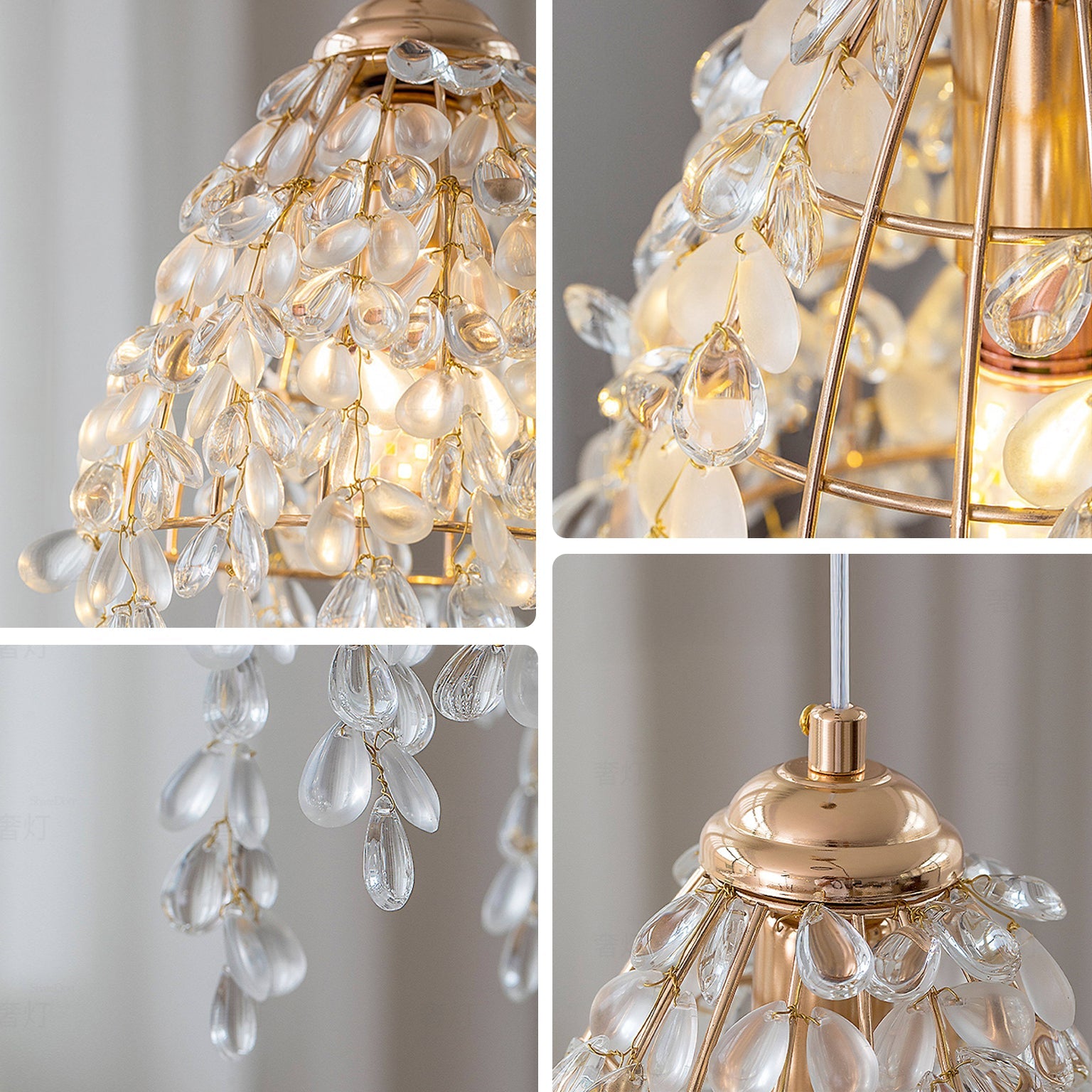 Antizer French Art Glass Fringe Pendant Light