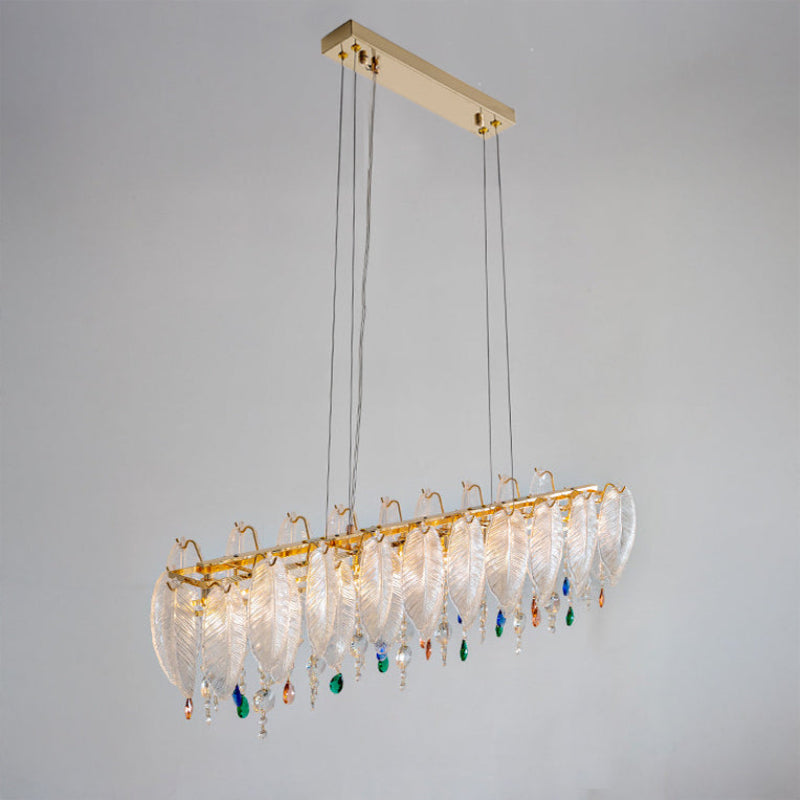 Antizer Luxury Glass Feather Shaped Chandelier