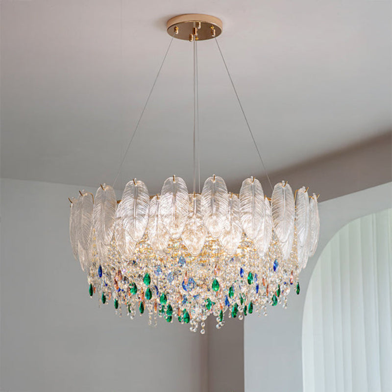 Antizer Luxury Glass Feather Shaped Chandelier