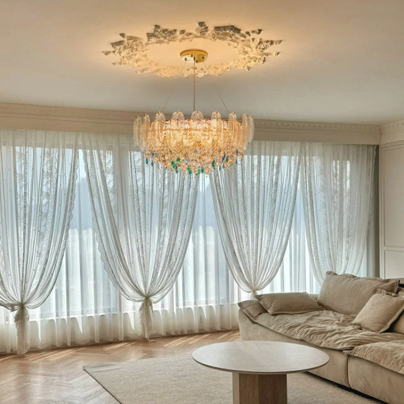 Antizer Luxury Glass Feather Shaped Chandelier