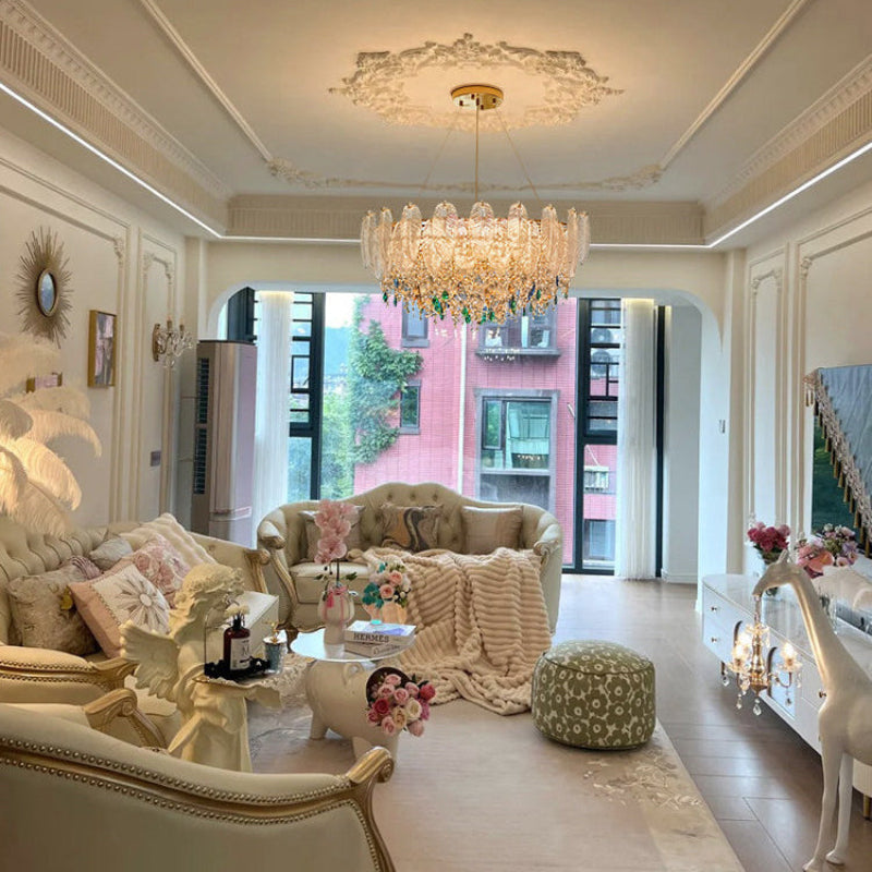 Antizer Luxury Glass Feather Shaped Chandelier
